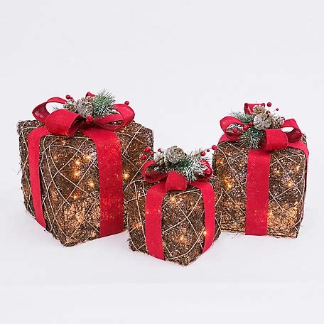 electric sisal gift box|Gerson International S3 Electric Lighted Natural Vine Gift Boxes.